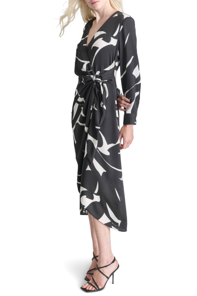 ŠATY DKNY L/S V-NECK MIDI W/ H - Fotografia č. 3