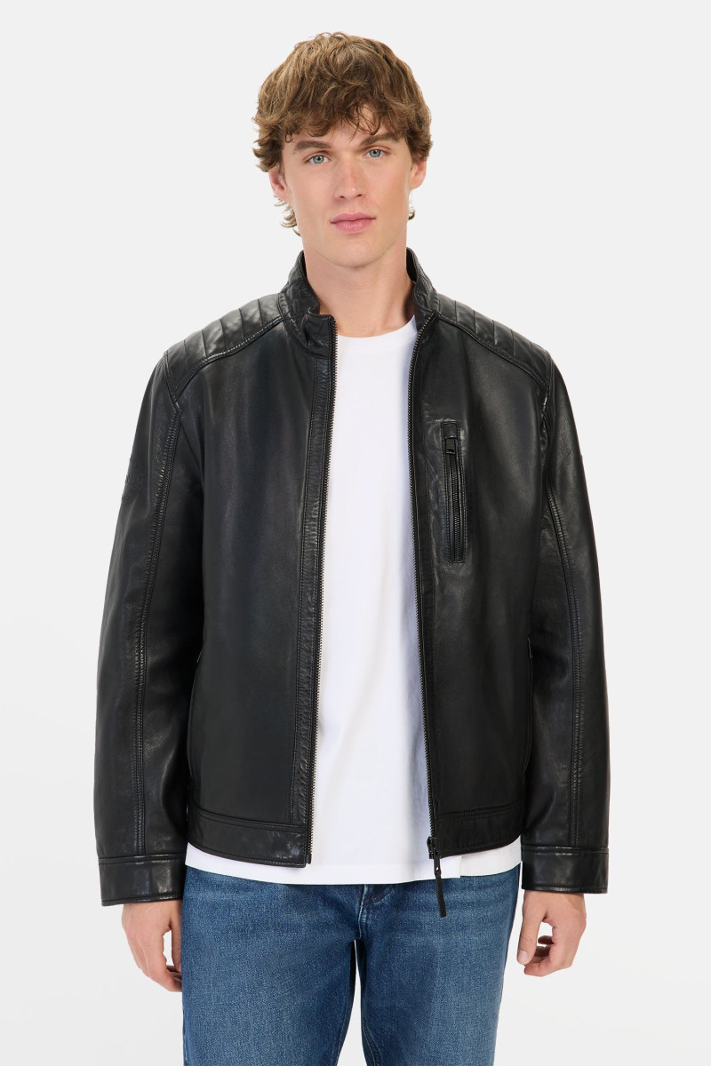 Levně Bunda camel active leather blouson anthra