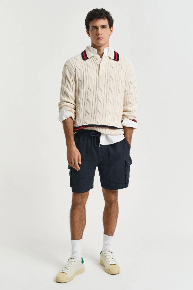 ŠORTKY GANT REG LINEN CARGO DS SHORTS DARKENED NAVY