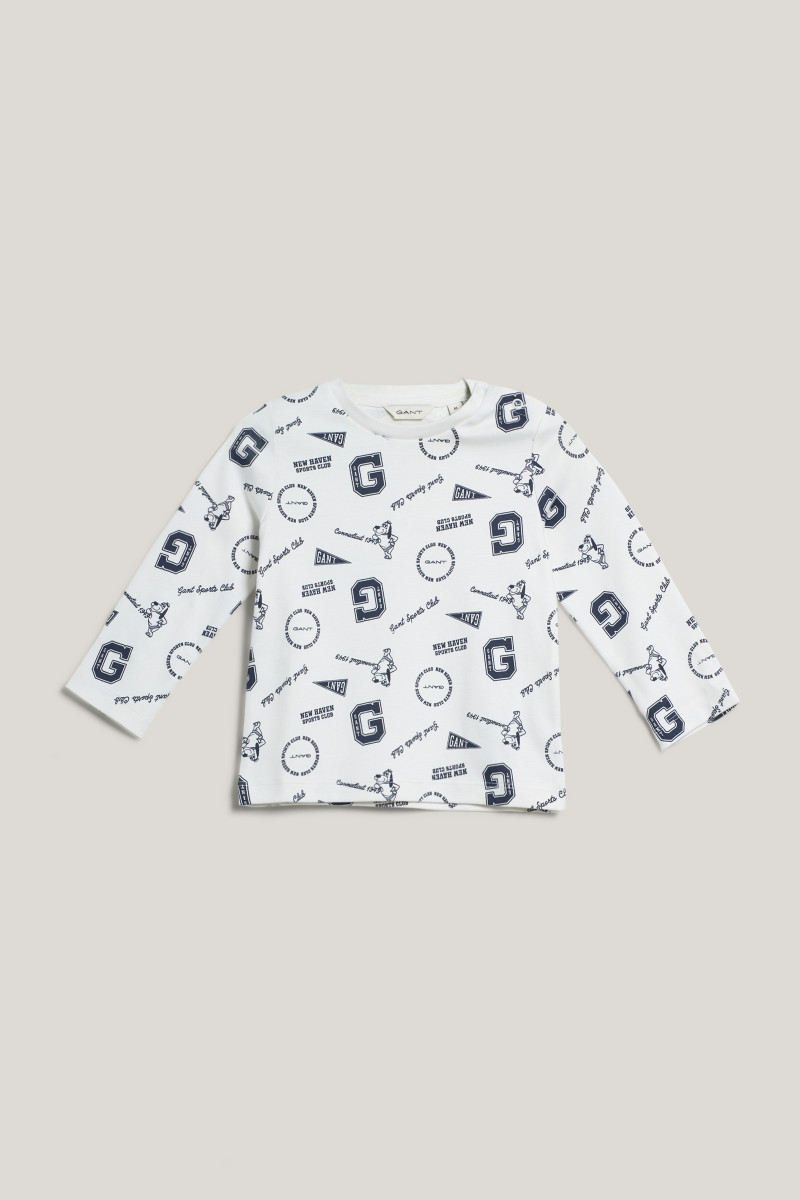 TRIČKO GANT PRINTED AOP LS T-SHIRT EGGSHELL
