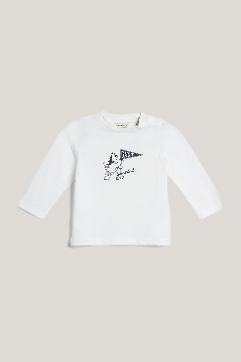 E-shop TRIČKO GANT GRAPHIC LS T-SHIRT EGGSHELL