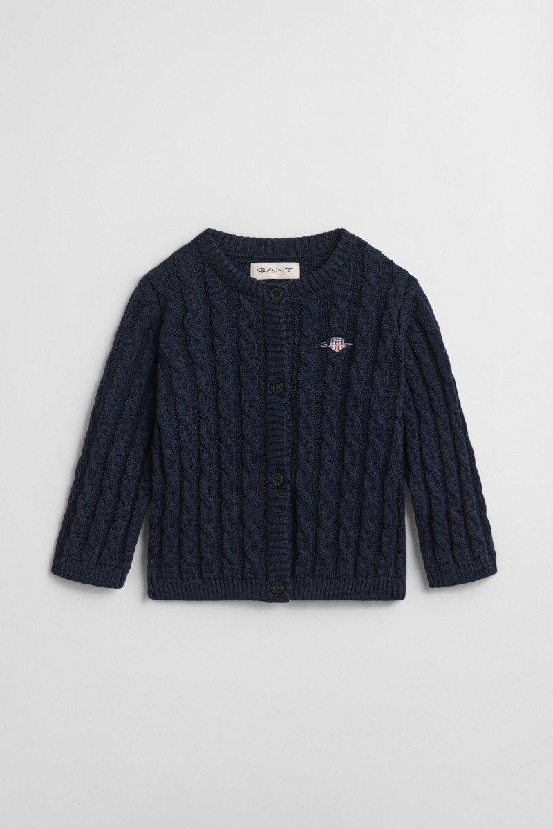 KARDIGAN GANT SHIELD COTTON CABLE CARDIGAN EVENING BLUE