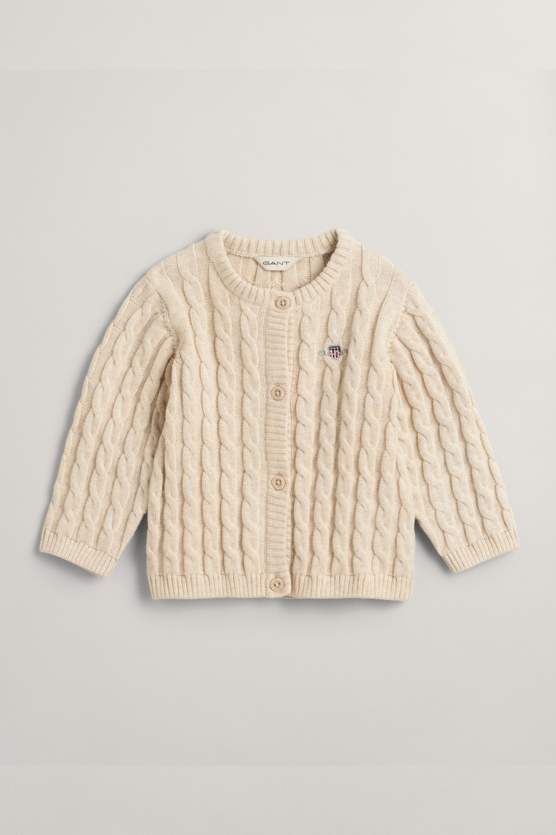 E-shop KARDIGAN GANT SHIELD COTTON CABLE CARDIGAN LIGHT BEIGE MELANGE