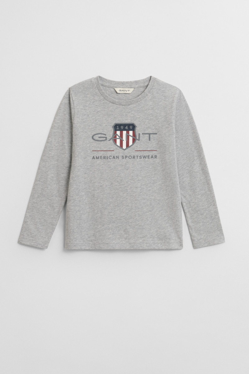 E-shop TRIČKO GANT ARCHIVE SHIELD LS T-SHIRT LIGHT GREY MELANGE