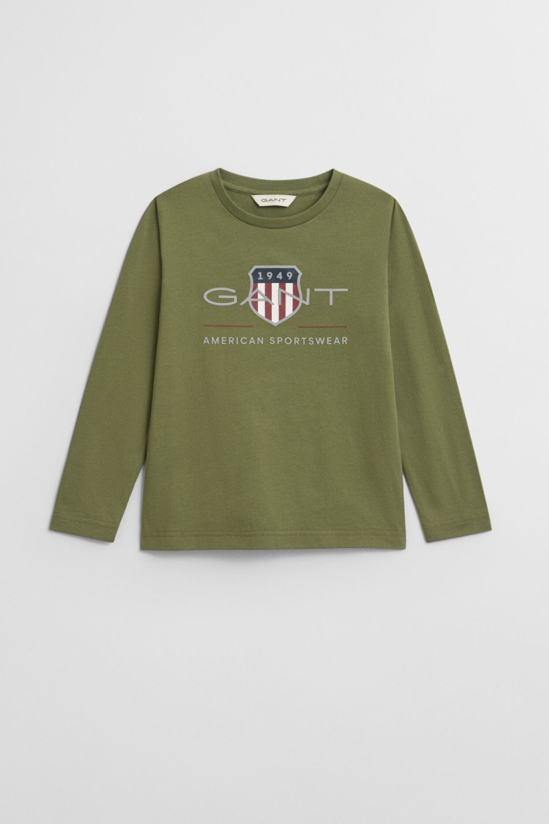 E-shop TRIČKO GANT ARCHIVE SHIELD LS T-SHIRT WASHED OLIVE