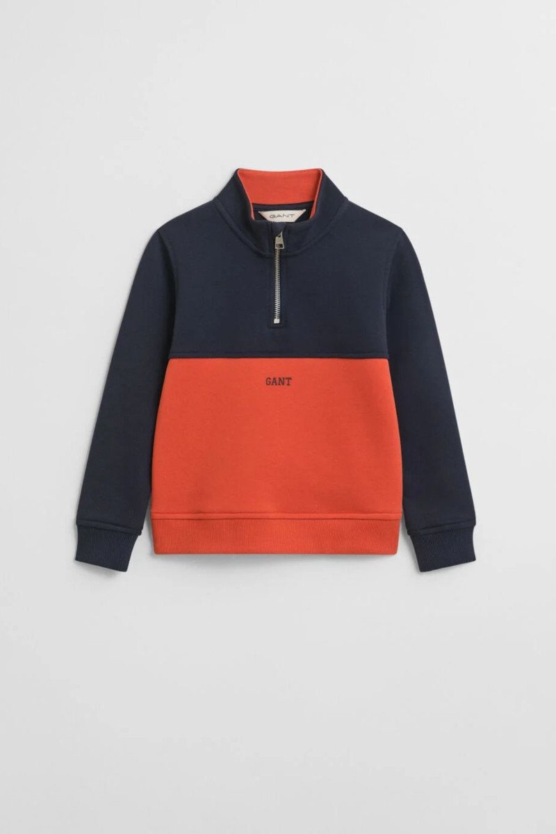 MIKINA GANT BLOCKED HALF ZIP SWEATSHIRT EVENING BLUE