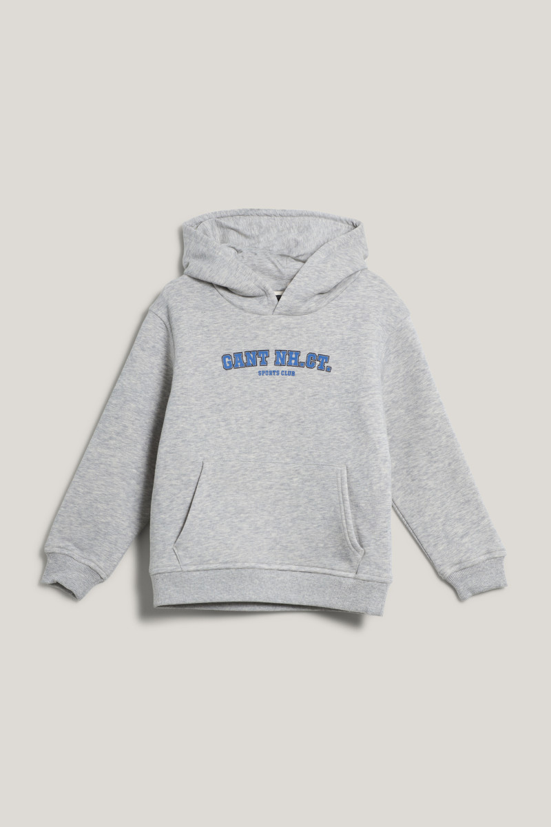MIKINA GANT GRAPHIC SWEATSHIRT HOODIE LIGHT GREY MELANGE