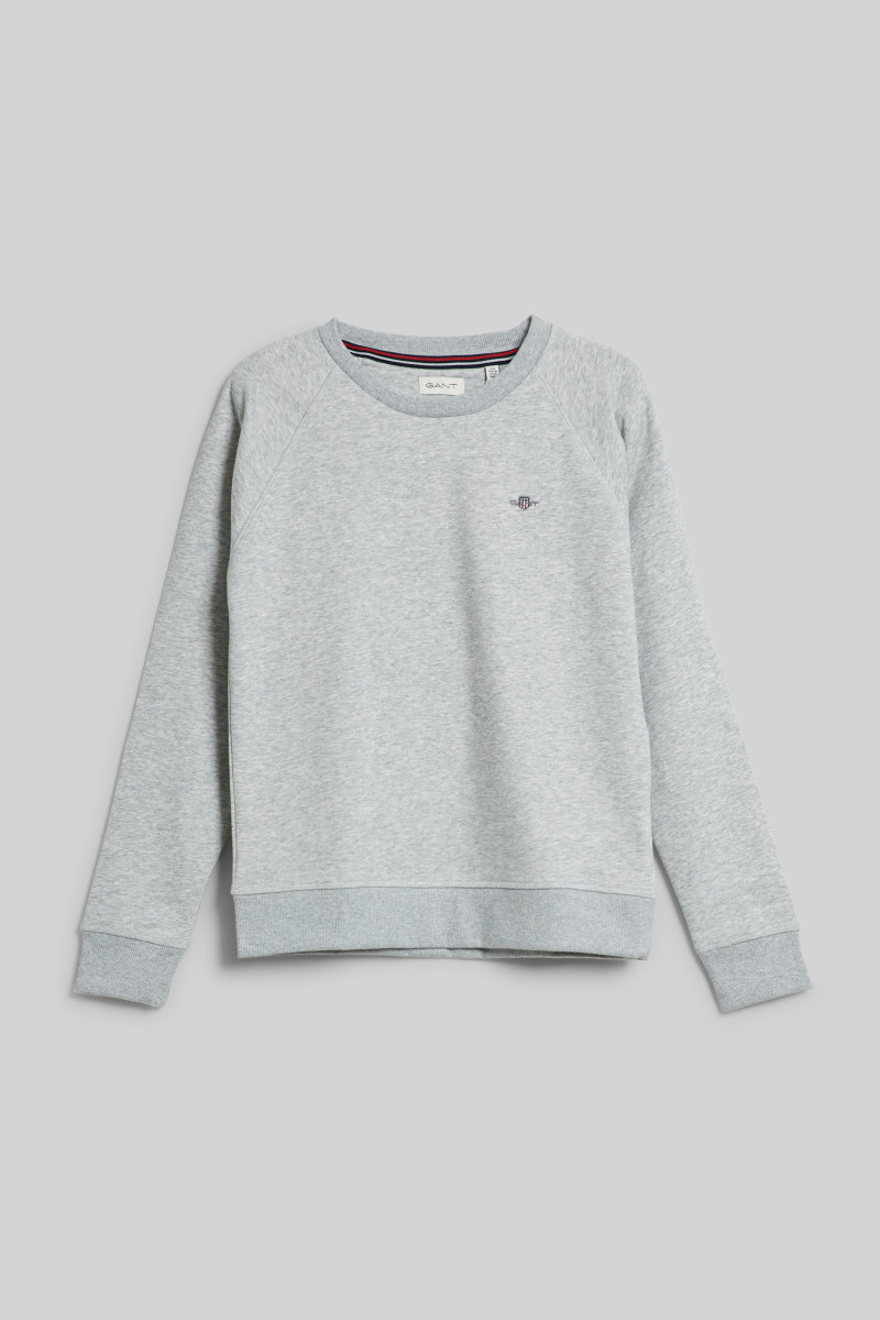 E-shop MIKINA GANT SHIELD C-NECK LIGHT GREY MELANGE