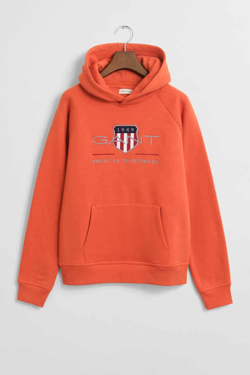 MIKINA GANT ARCHIVE SHIELD HOODIE DEEP ORANGE