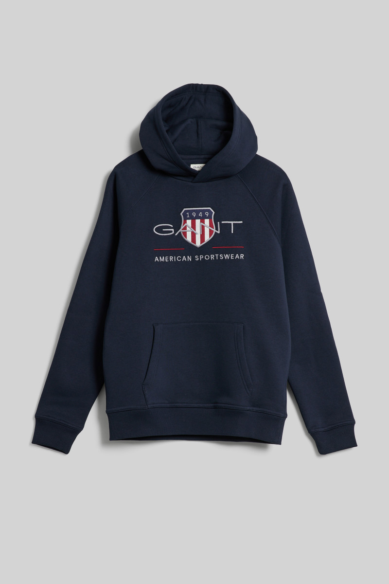 E-shop MIKINA GANT ARCHIVE SHIELD HOODIE EVENING BLUE