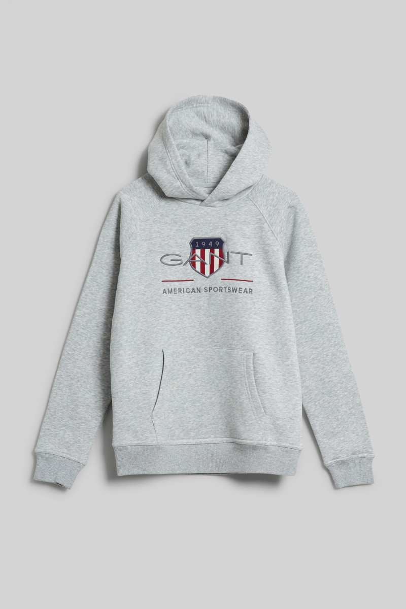 E-shop MIKINA GANT ARCHIVE SHIELD HOODIE LIGHT GREY MELANGE