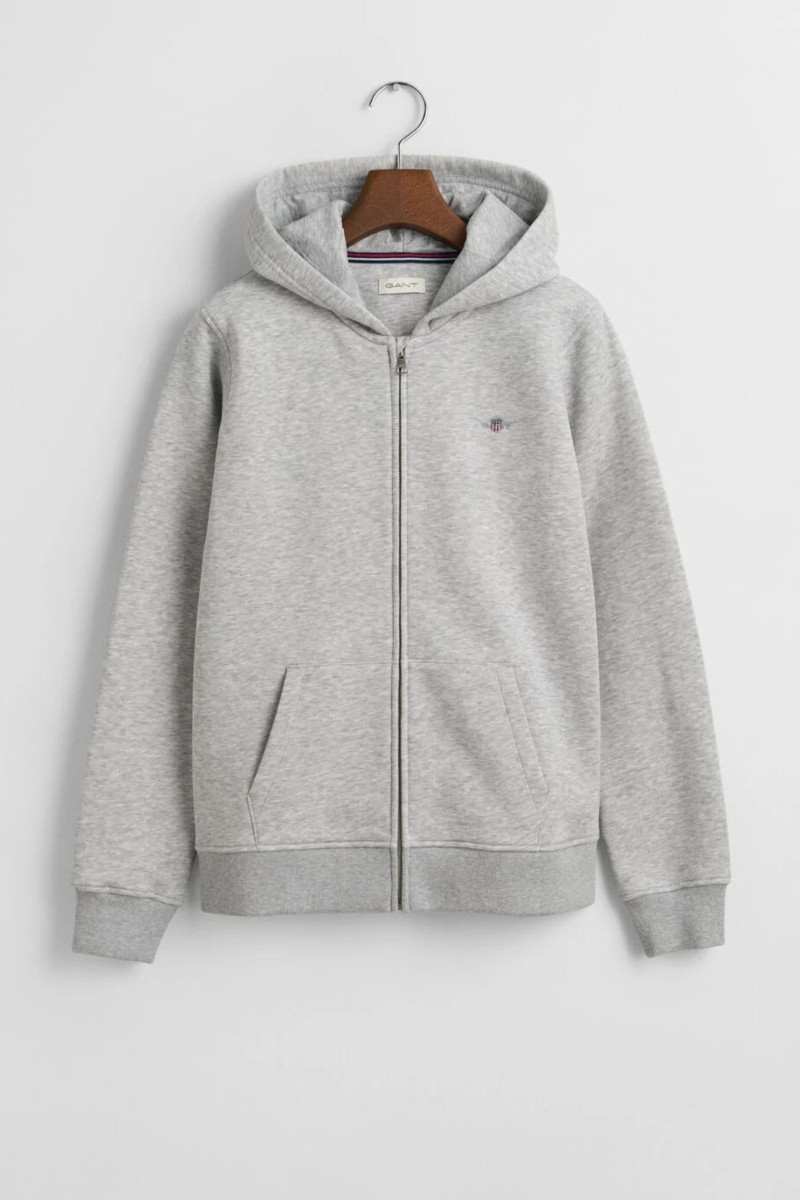 E-shop MIKINA GANT SHIELD ZIP HOODIE LIGHT GREY MELANGE