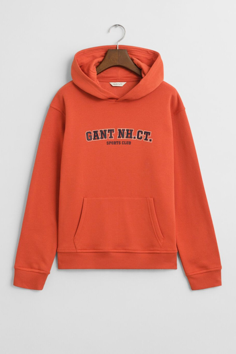 MIKINA GANT GRAPHIC SWEATSHIRT HOODIE DEEP ORANGE