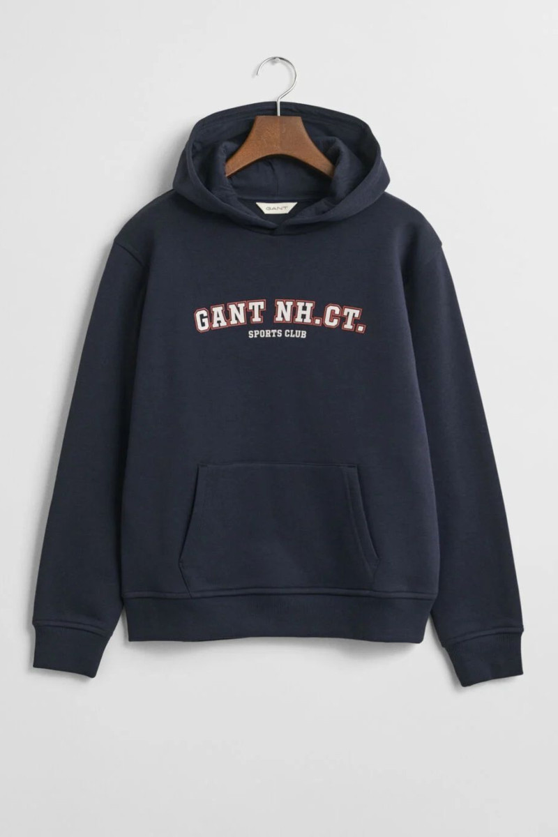 E-shop MIKINA GANT GRAPHIC SWEATSHIRT HOODIE EVENING BLUE
