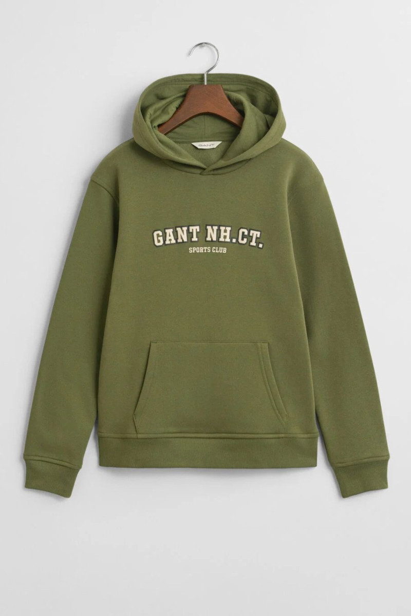 E-shop MIKINA GANT GRAPHIC SWEATSHIRT HOODIE WASHED OLIVE