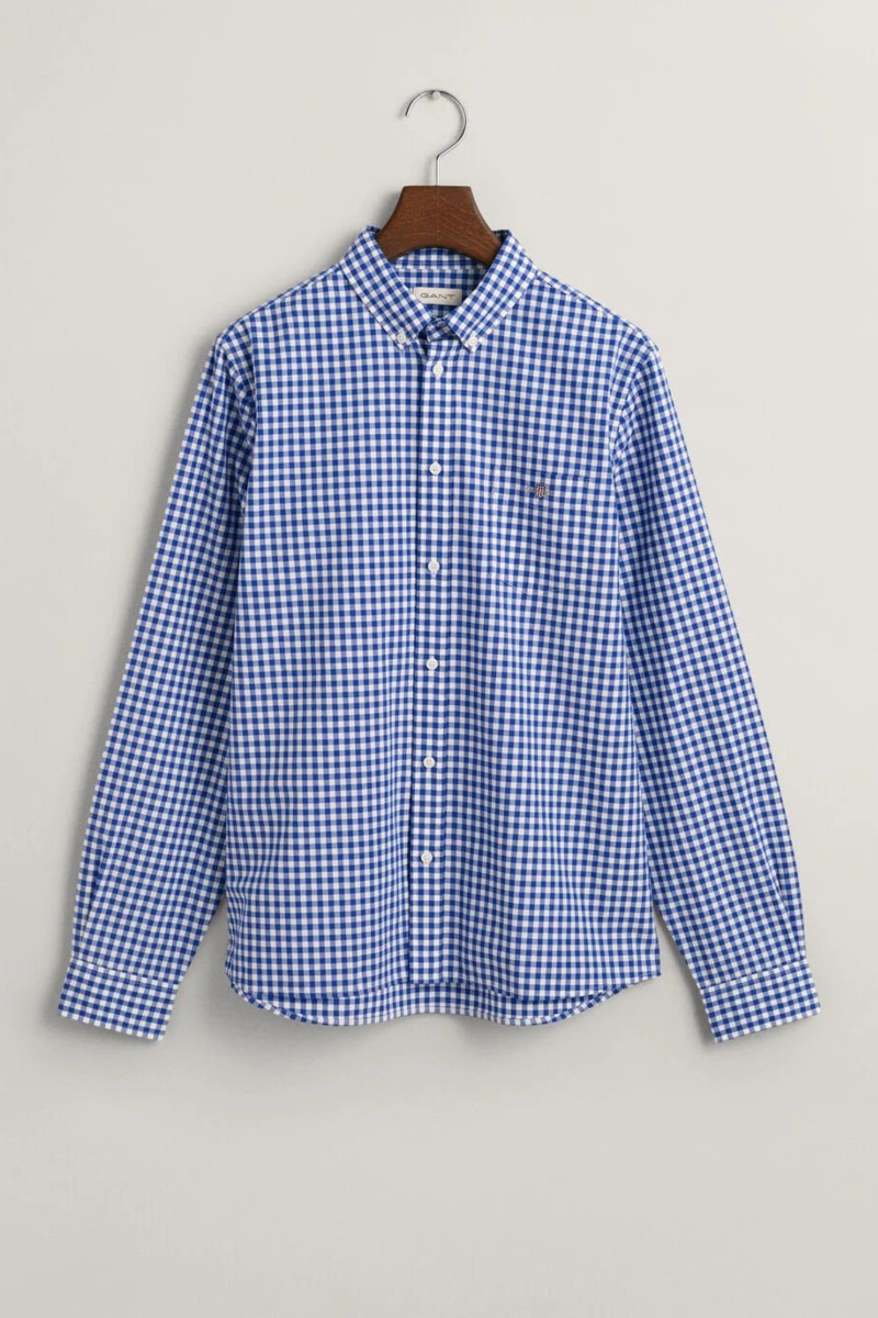 KOŠILE GANT POPLIN GINGHAM SHIELD SHIRT COLLEGE BLUE