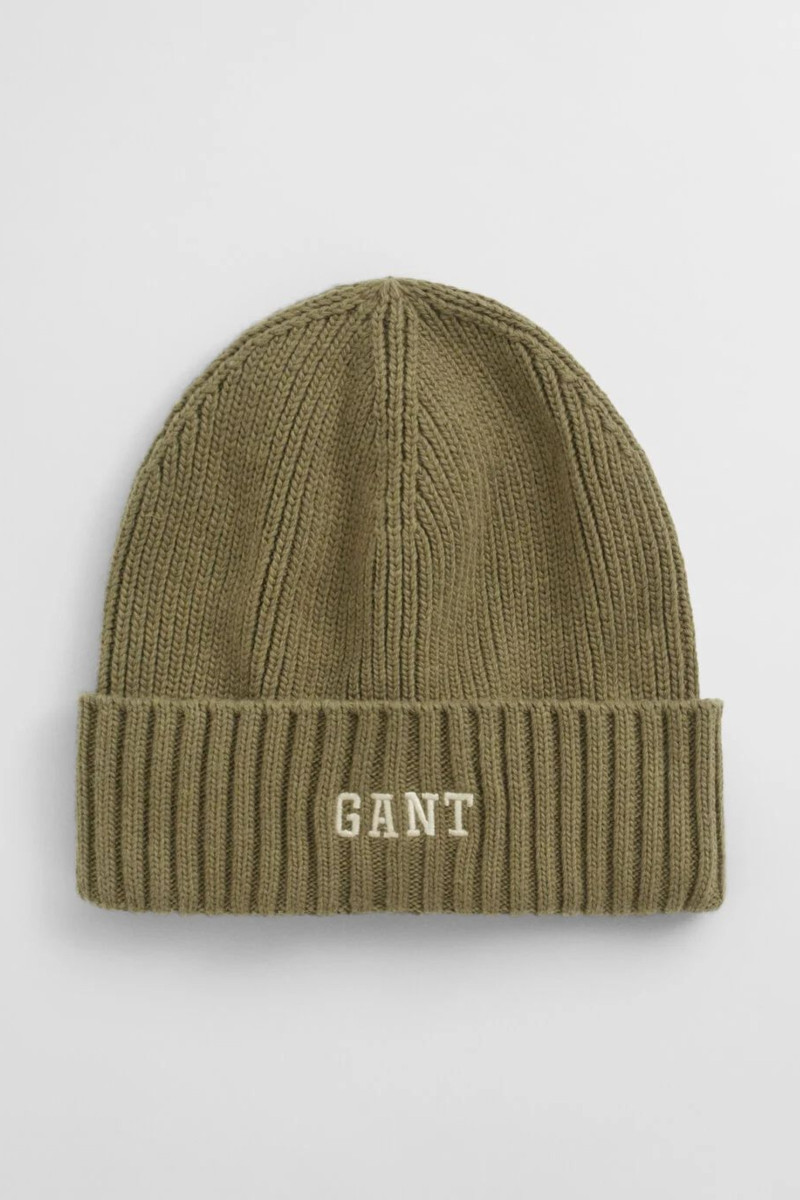 E-shop ČEPICE 7-16 LET GANT GRAPHIC COTTON BEANIE WASHED OLIVE