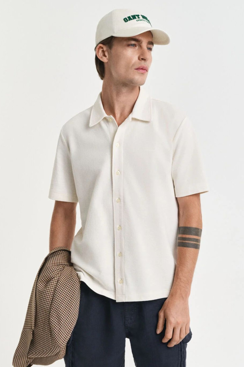 POLOKOŠILE GANT TEXTURED SS SHIRT CREAM