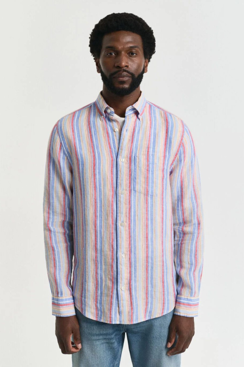 KOŠEĽA GANT REG LINEN MULTISTRIPE SHIRT PERFECT BLUE