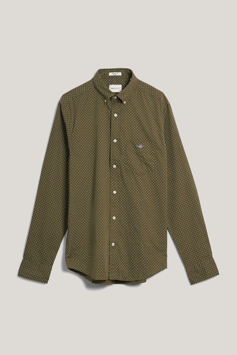 E-shop KOŠILE GANT REG MICRO PRINT SHIRT MOSS GREEN