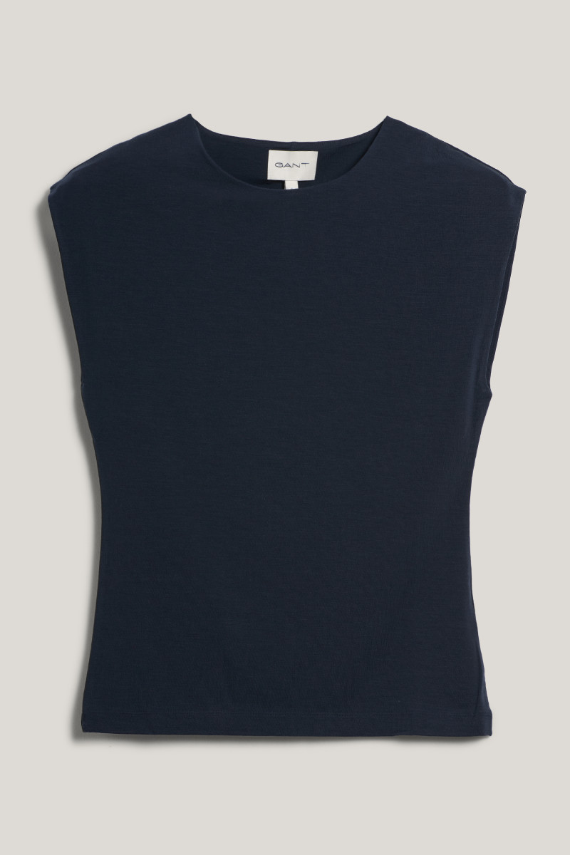 TRIČKO GANT SLEEVELESS C-NECK JERSEY TOP EVENING BLUE