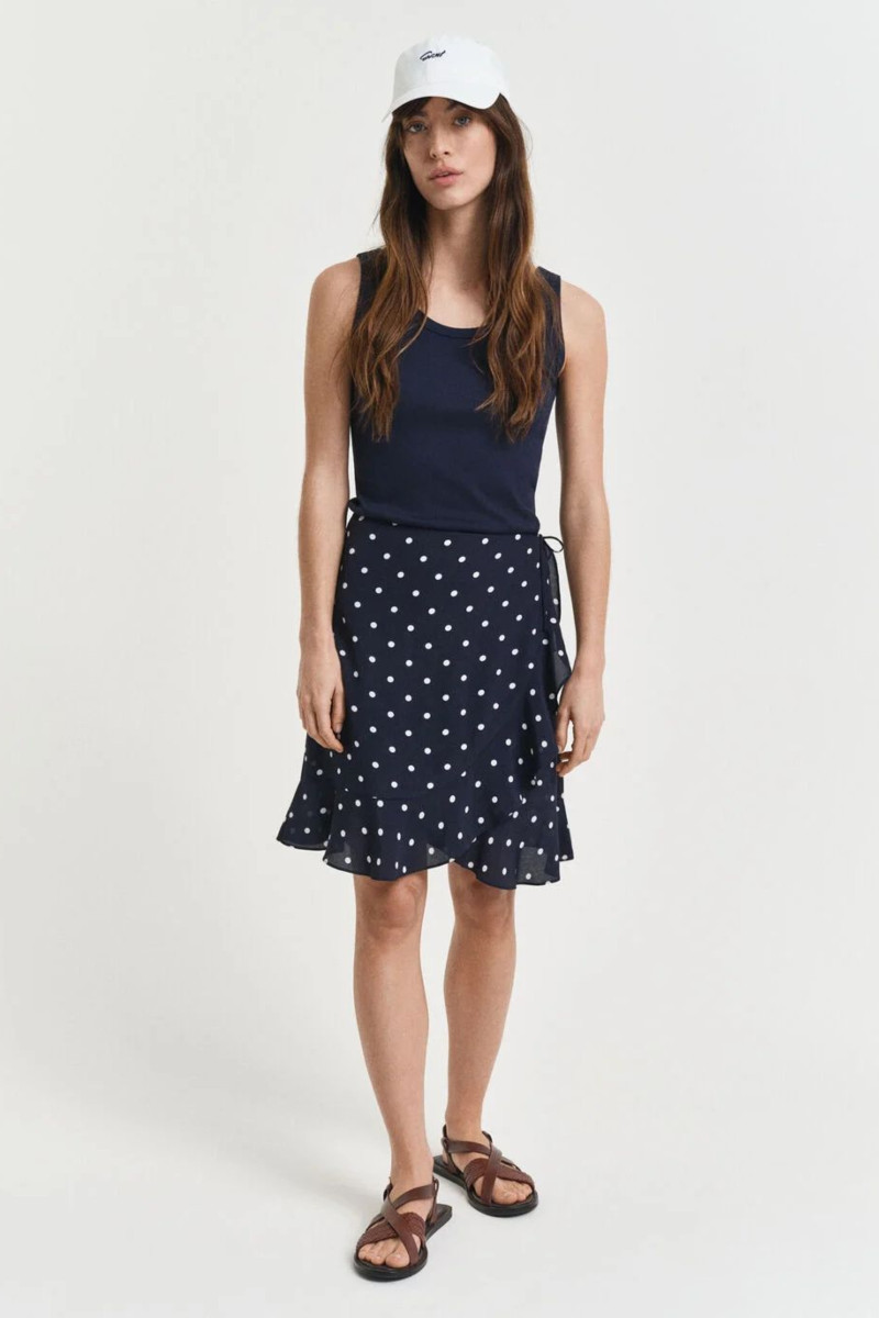 SUKNĚ GANT DOT PRINT FRILL SKIRT EVENING BLUE
