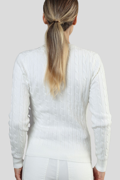 PULÓVER GANT STRETCH COTTON CABLE V-NECK - Kép 3