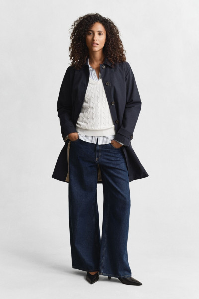 PULÓVER GANT STRETCH COTTON CABLE V-NECK - Kép 5