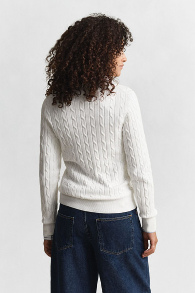 PULÓVER GANT STRETCH COTTON CABLE V-NECK - Kép 6