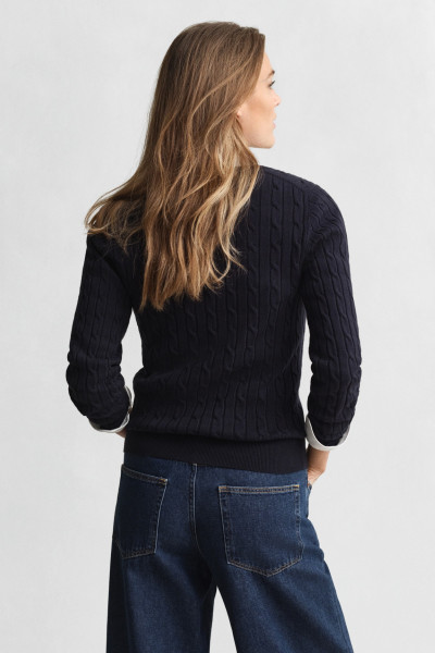 PULÓVER GANT STRETCH COTTON CABLE V-NECK - Kép 6