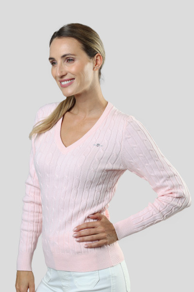 PULÓVER GANT STRETCH COTTON CABLE V-NECK - Kép 1