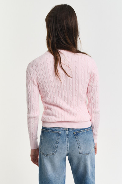 PULÓVER GANT STRETCH COTTON CABLE V-NECK - Kép 4