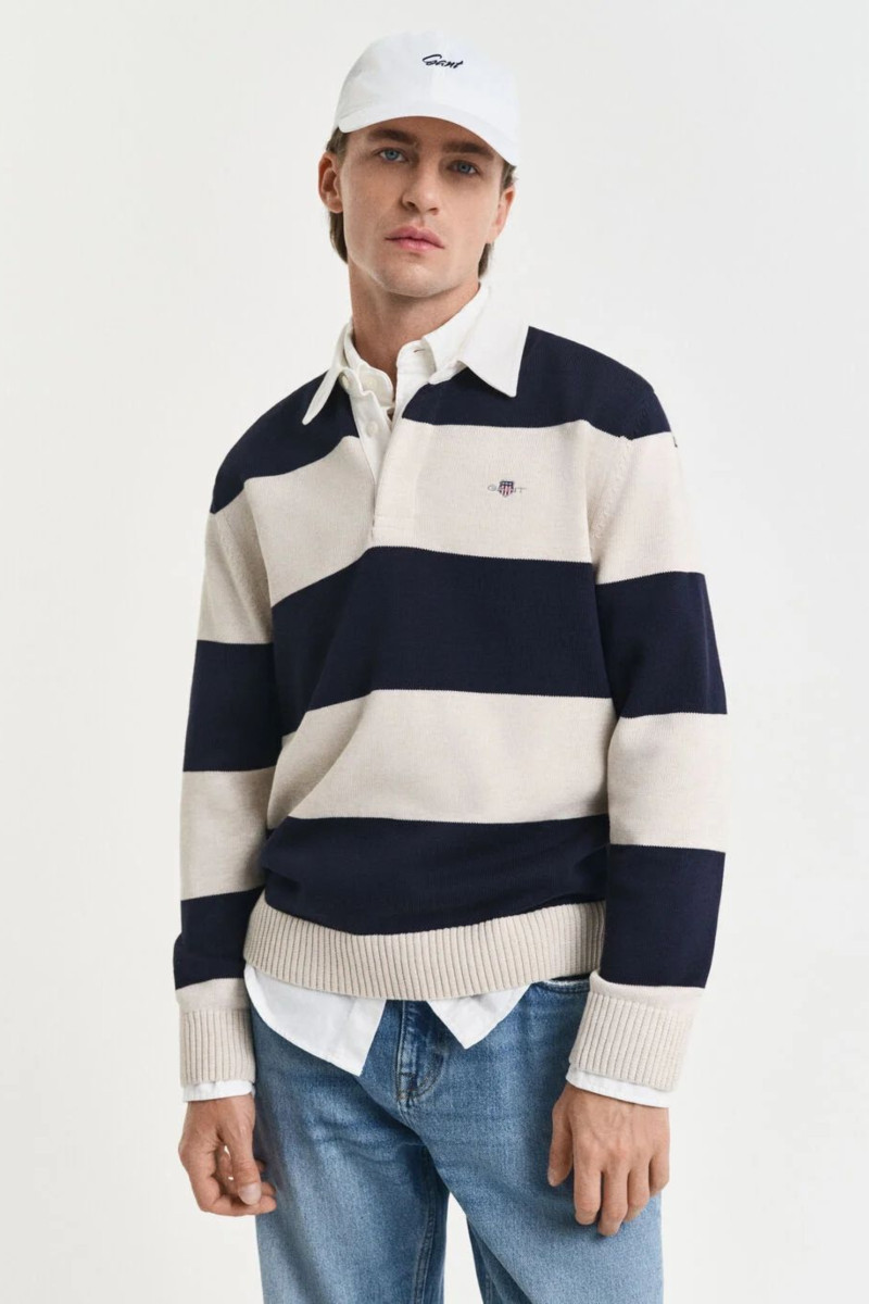 SVETR GANT BARSTRIPED POLO EVENING BLUE