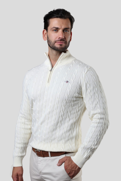 PULÓVER GANT COTTON CABLE HALF ZIP - Kép 1