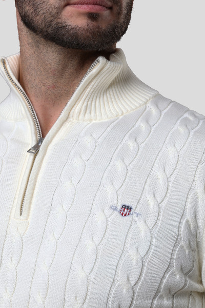 PULÓVER GANT COTTON CABLE HALF ZIP - Kép 3