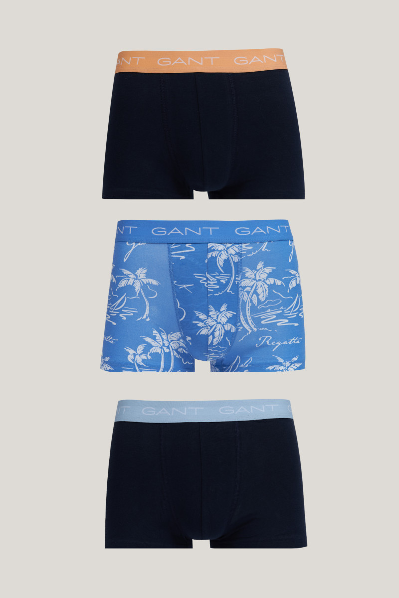 SPODNÁ BIELIZEŇ GANT ISLAND PRINT TRUNK 3-PACK PERFECT BLUE