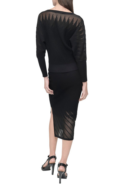 SVETR DKNY L/S PATTERNED SHEER - Fotografie č. 4