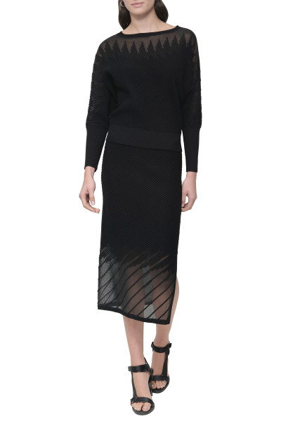 SVETR DKNY L/S PATTERNED SHEER - Fotografie č. 1