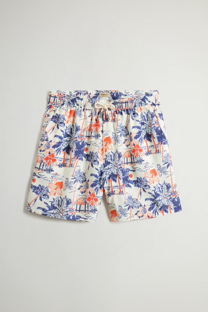 Šortky Woolrich Printed Rayon Shorts White Hawaiian
