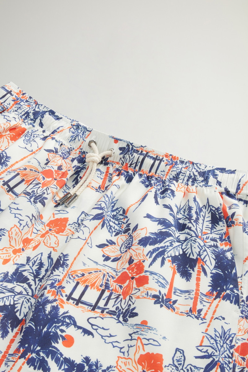 Šortky Woolrich Printed Rayon Shorts White Hawaiian