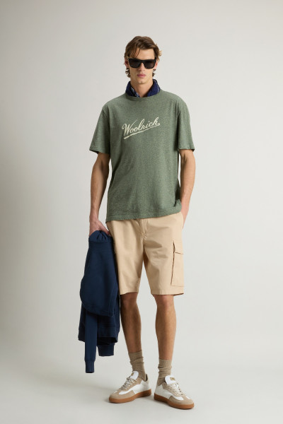 TRIČKO WOOLRICH MOULINE JERSEY LOGO T-SHIRT - Fotografie č. 2