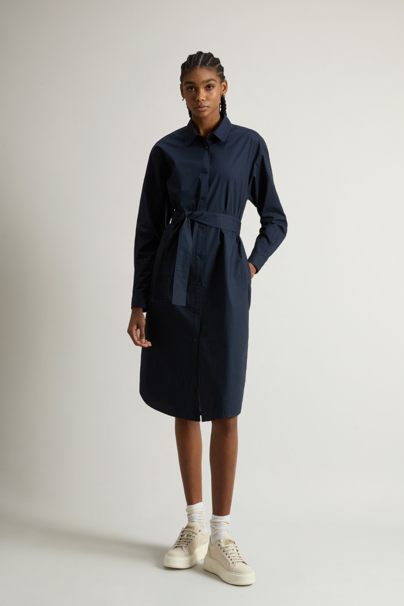 Ruha Woolrich Belted Shirt Dress Melton Blue
