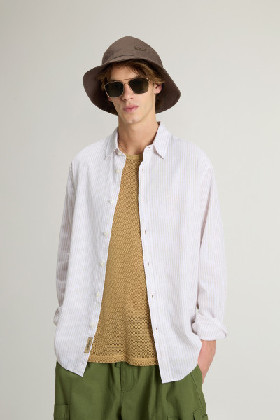 KOŠILE WOOLRICH COTTON LINEN SHIRT - Fotografie č. 4