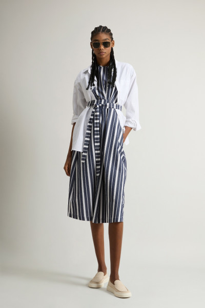 ŠATY WOOLRICH STRIPED COTTON BELTED DRESS - Fotografie č. 2