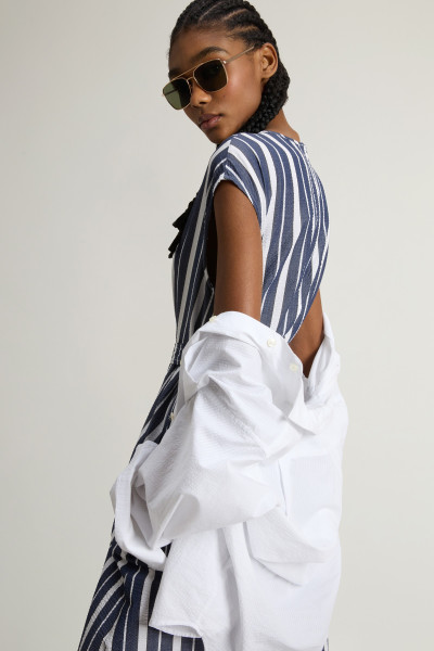 ŠATY WOOLRICH STRIPED COTTON BELTED DRESS - Fotografie č. 4