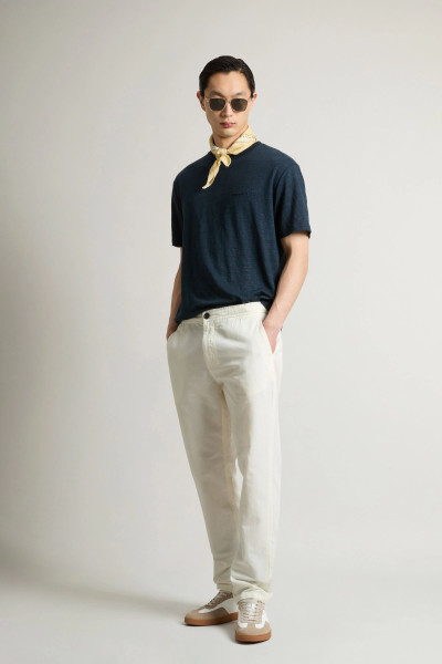 KALHOTY WOOLRICH LINEN BLEND PANTS - Fotografie č. 1