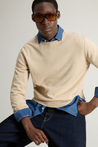SVETR WOOLRICH LOGO COTTON CREWNECK - Fotografie č. 4