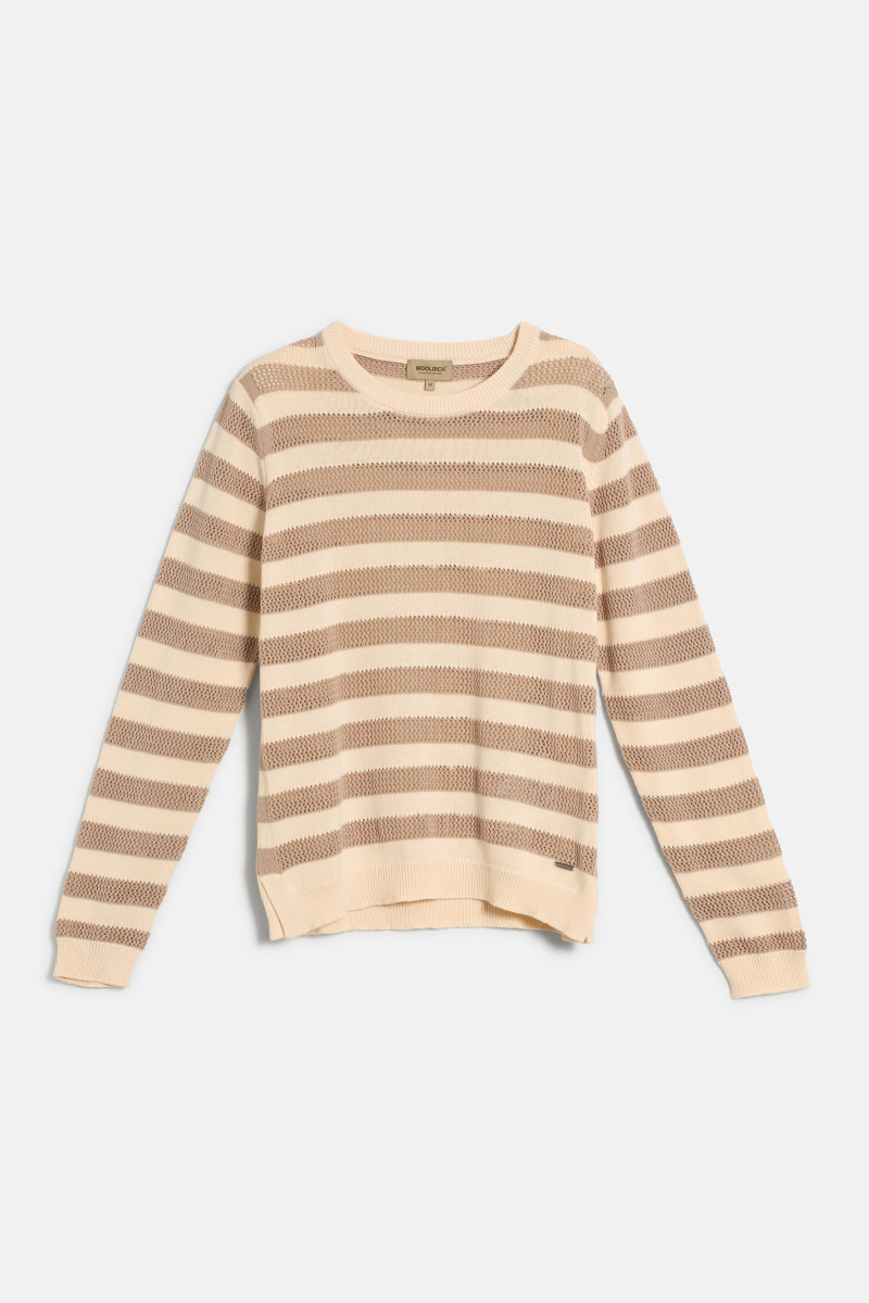 Pulóver Woolrich Boxy Crewneck White Pepper