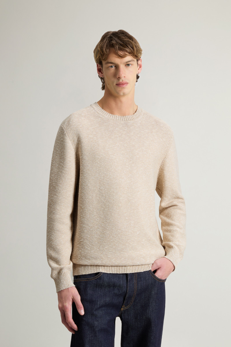 Pulóver Woolrich Marled Crewneck White Pepper Mouline