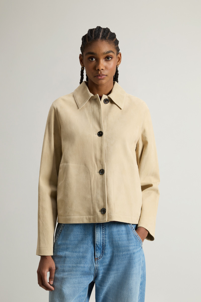 Bunda Woolrich Light Suede Jacket Light White Pepper
